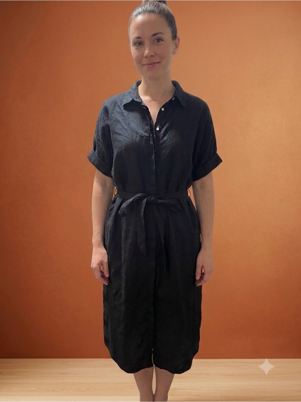 Ralph Lauren Black Button-Front Belted Shirt Dress